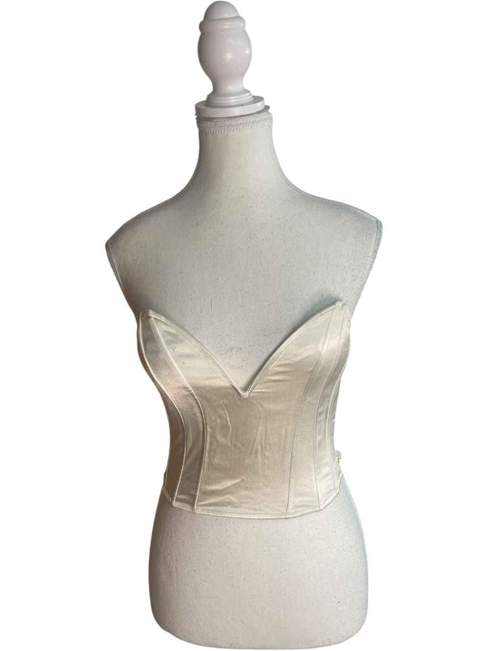 Zara Satin Corset Style Crop Top Ivory